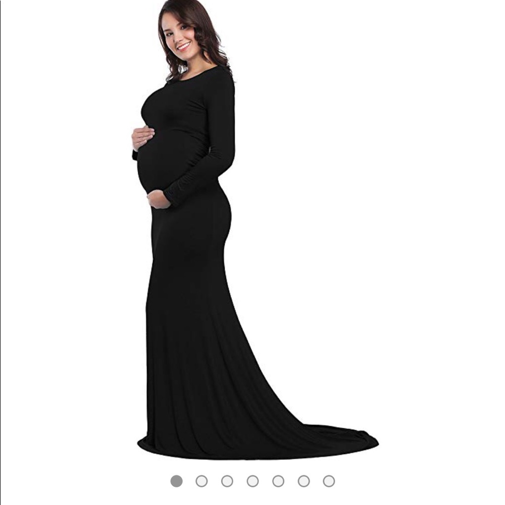 Black Long Sleeve Maxi Maternity Dress